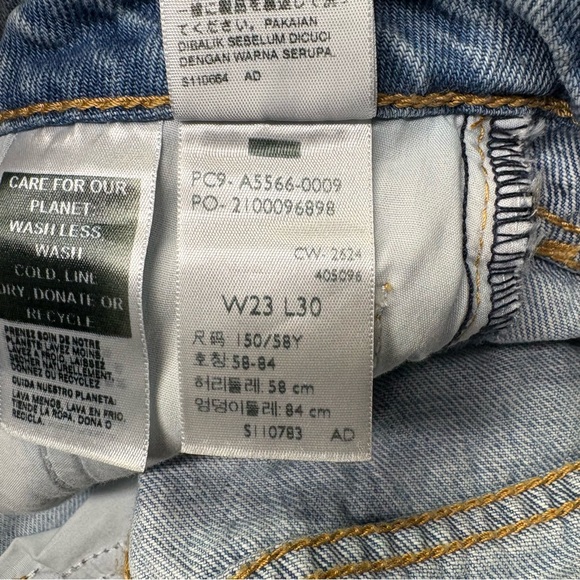 Levis Premium Jeans Women 23x29 Blue Low Loose Wide Baggy Big E Denim Distressed - Picture 9 of 16